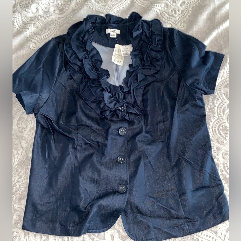 NWT Cato Denim Button Down Top Size L
